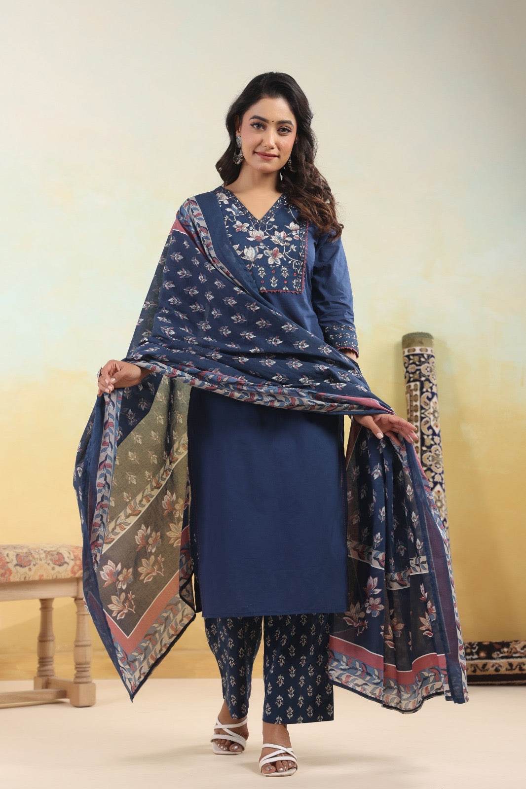 Ajrakh Printed Cotton Suit For Women