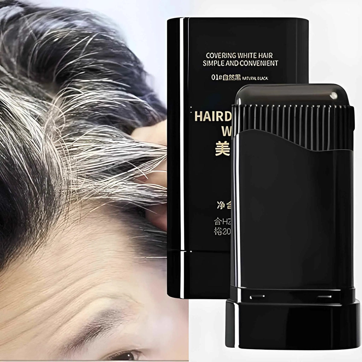 Black Hair Color Comb Stick 20g – Instant Grey Coverage, Waterproof & Sweat-Proof Hair Touch-Up Stick for Men & Women