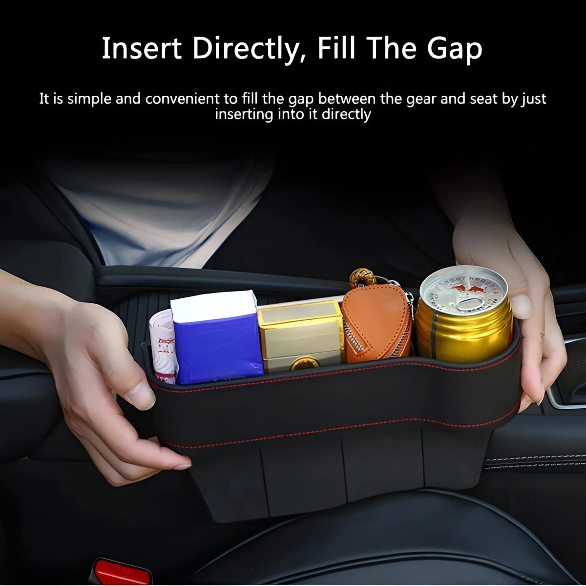 Car Seat Gap Filler Organizer with Cup Holder Front Side