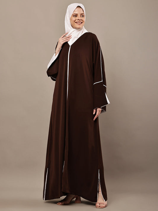 Aaliyah Cocoa Trim Abaya