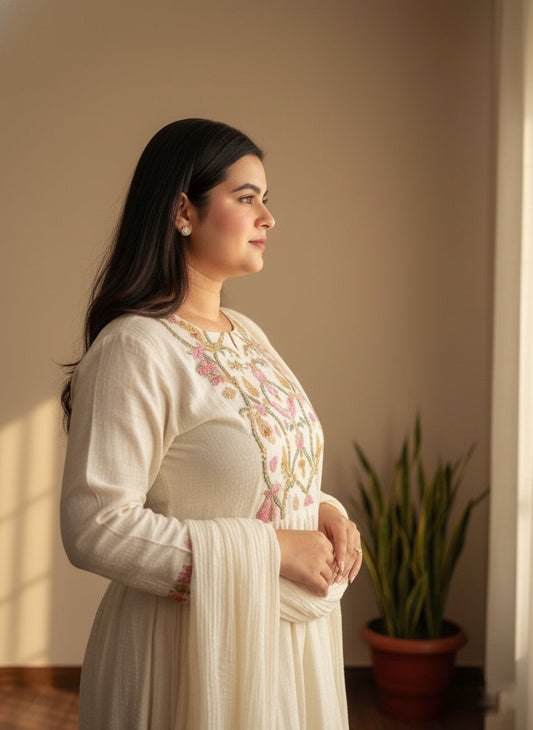 Thread Work Cotton Suit For Women