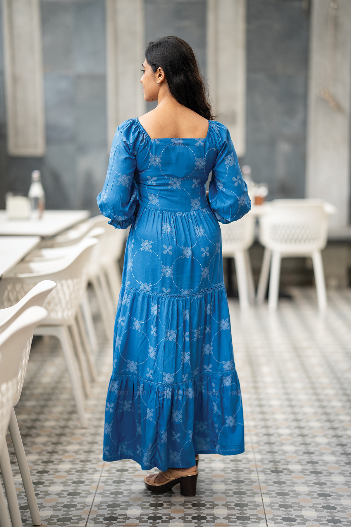 Bluebell Grace Viscose Dress with Shoulder Elastic