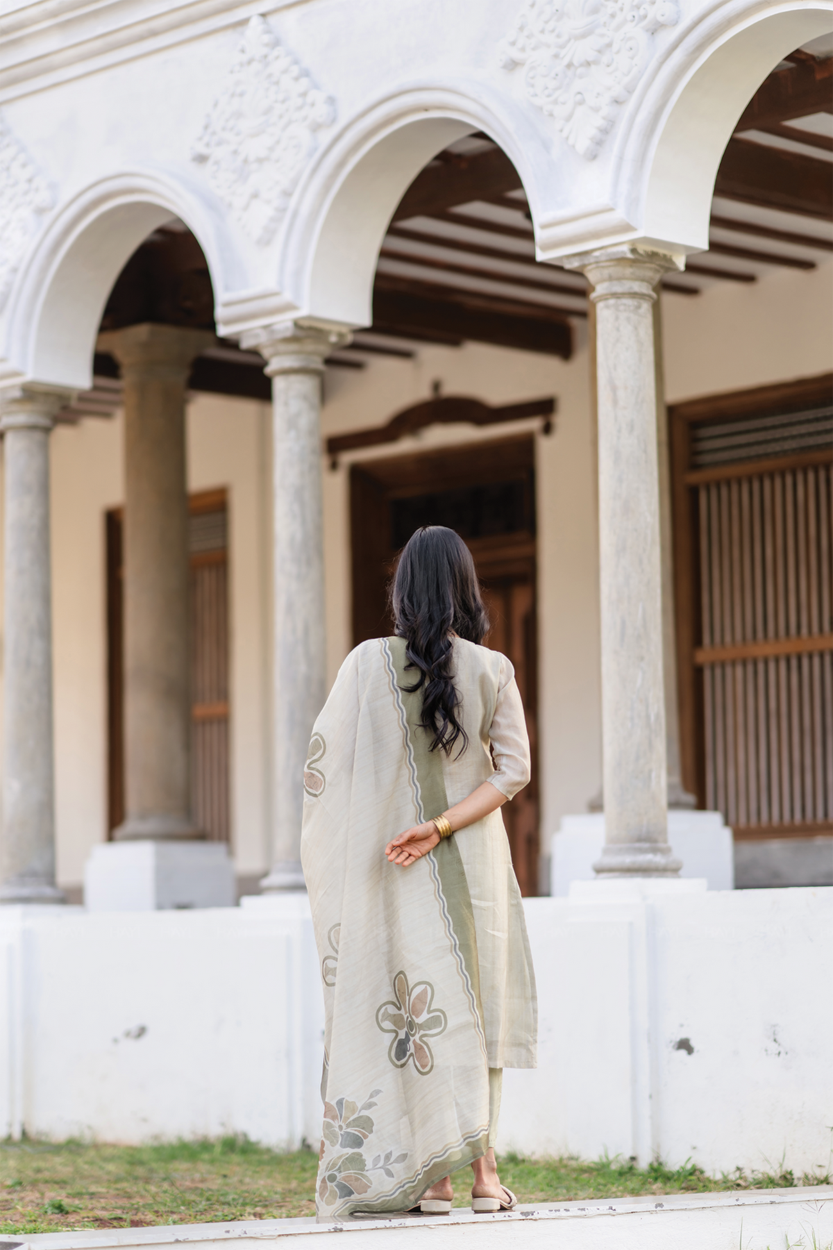 Pista Noor 3 Piece Tussar Silk Blend Printed Embroidery Kurta with Pant & Dupatta