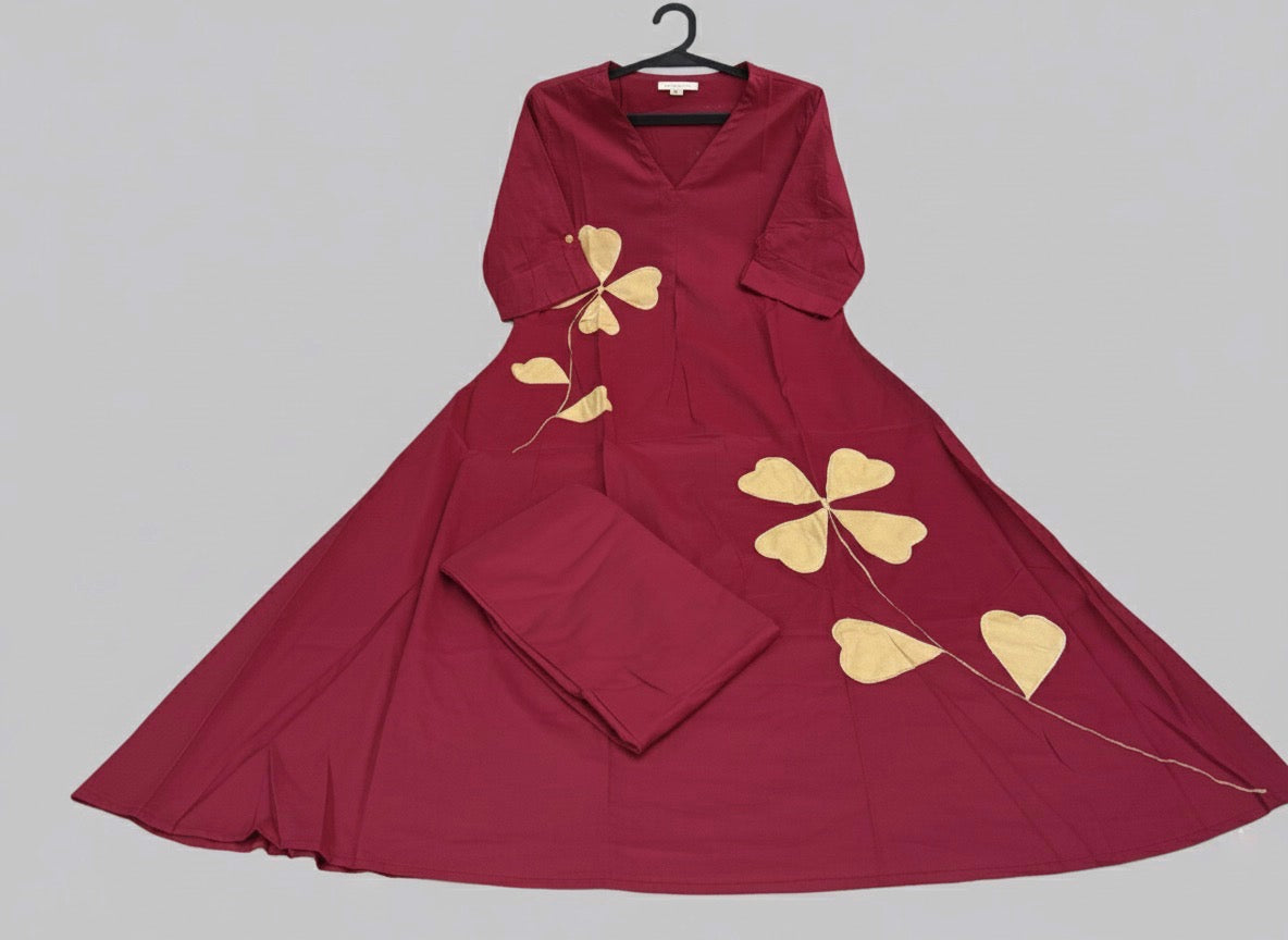 Amayra Cotton Maroon kurta Set