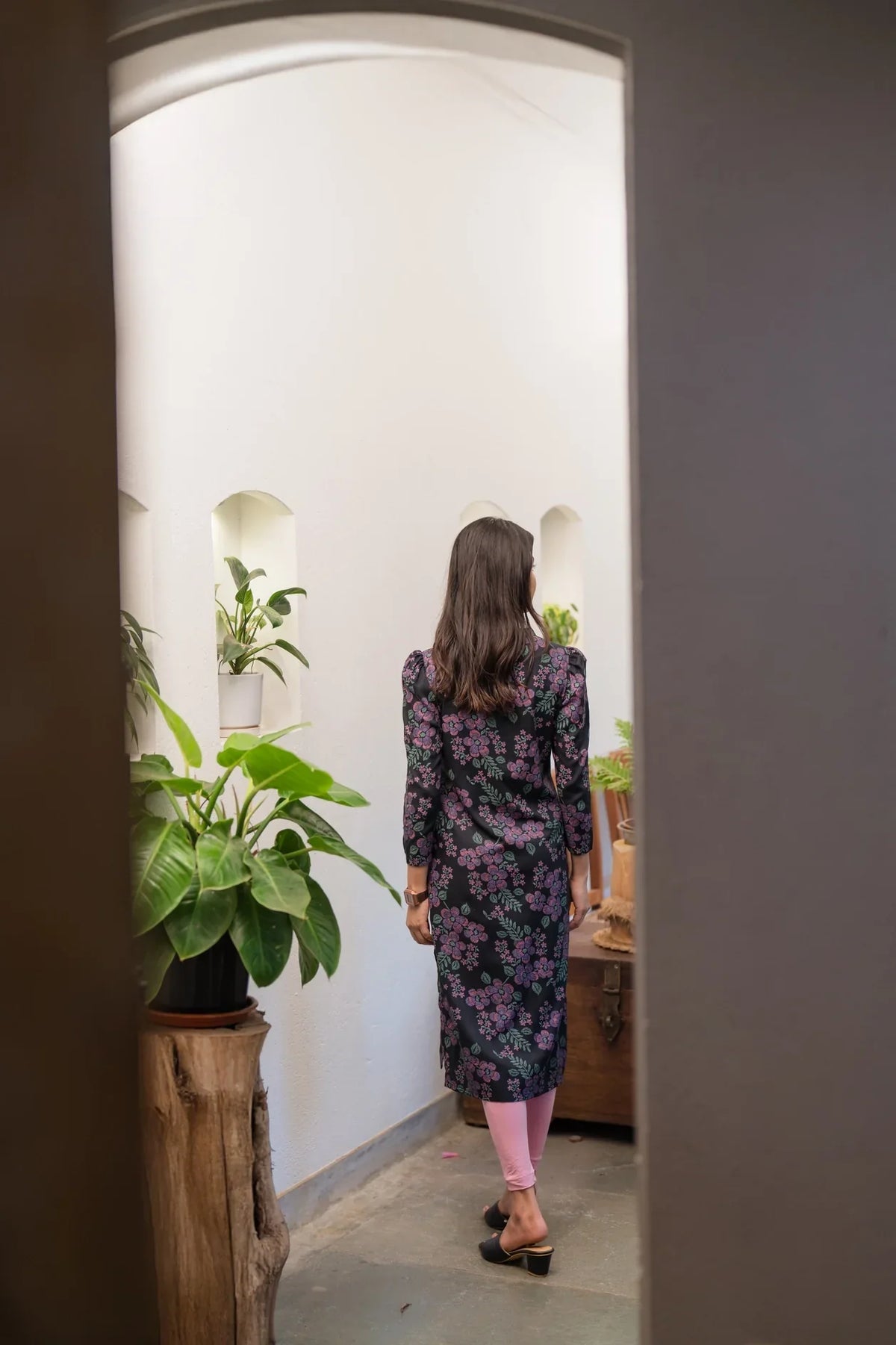 Black Midnight Muse Viscose Printed Kurta