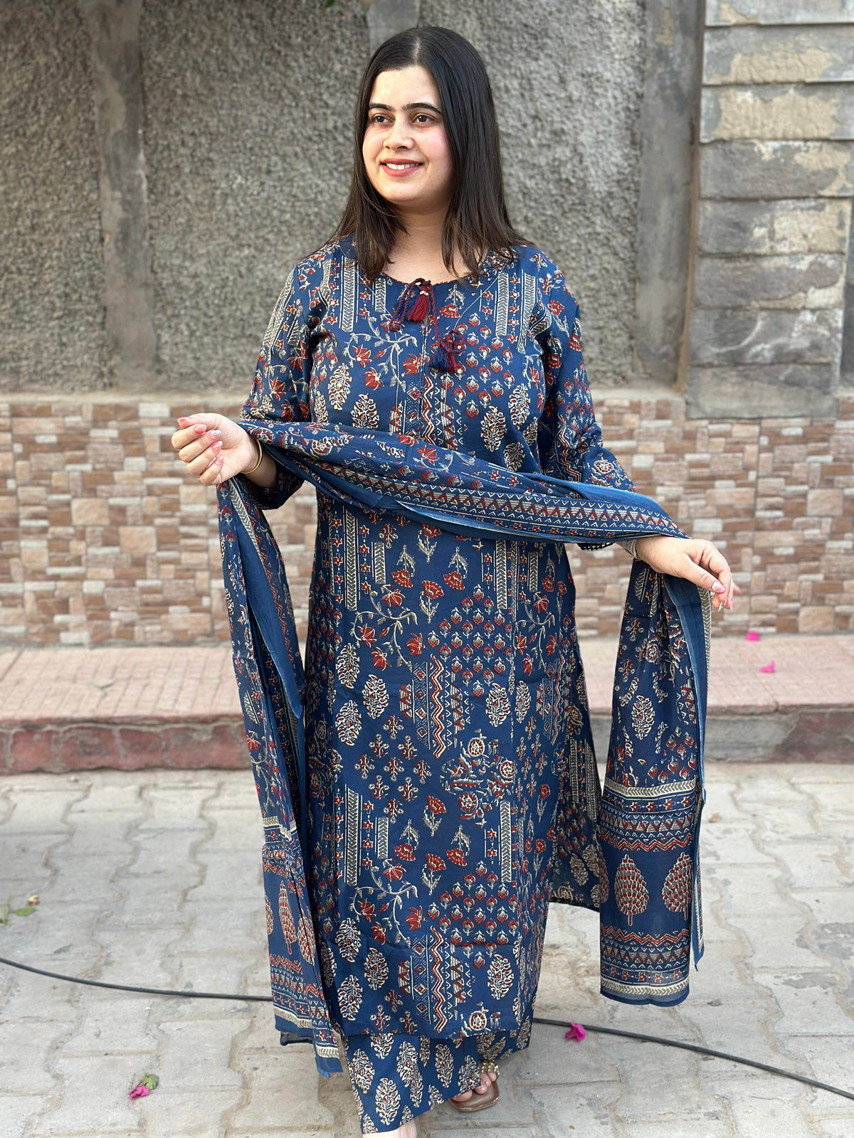 Premium Cotton kurta Set with pants and dupatta