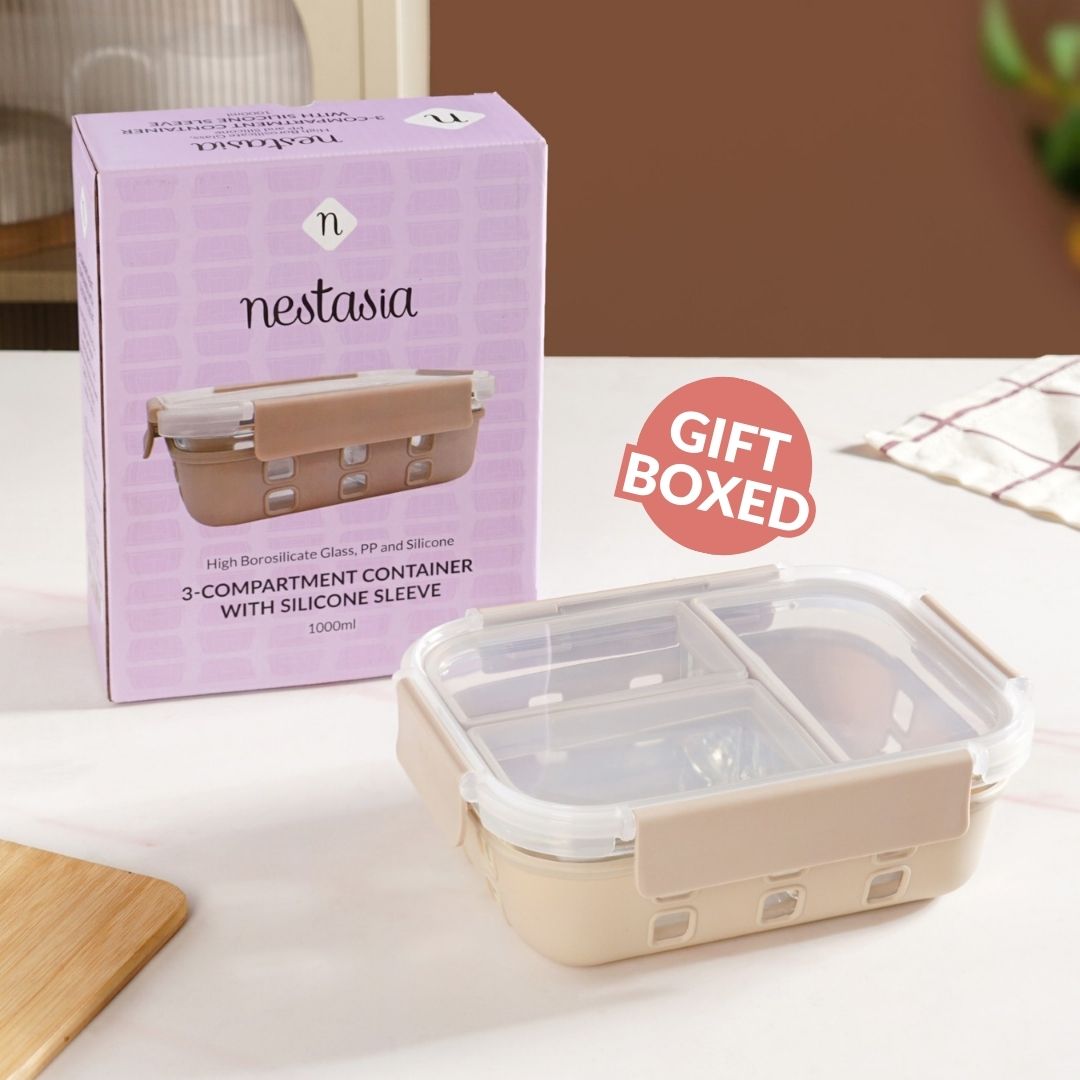 Gripso Triple Compartment Lunch Box 1000ml Beige