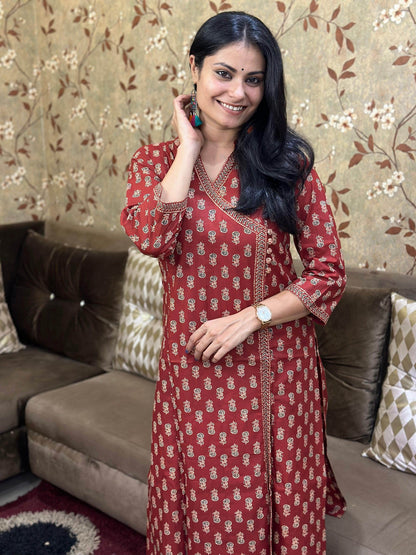 Angrakha Bagru Red Suit
