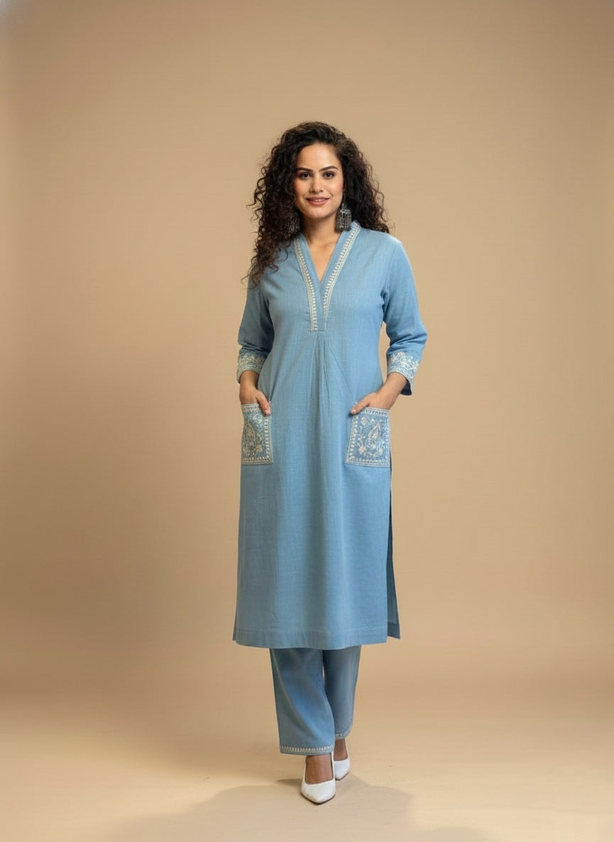 Amayra Cotton Flex Blue kurta Set