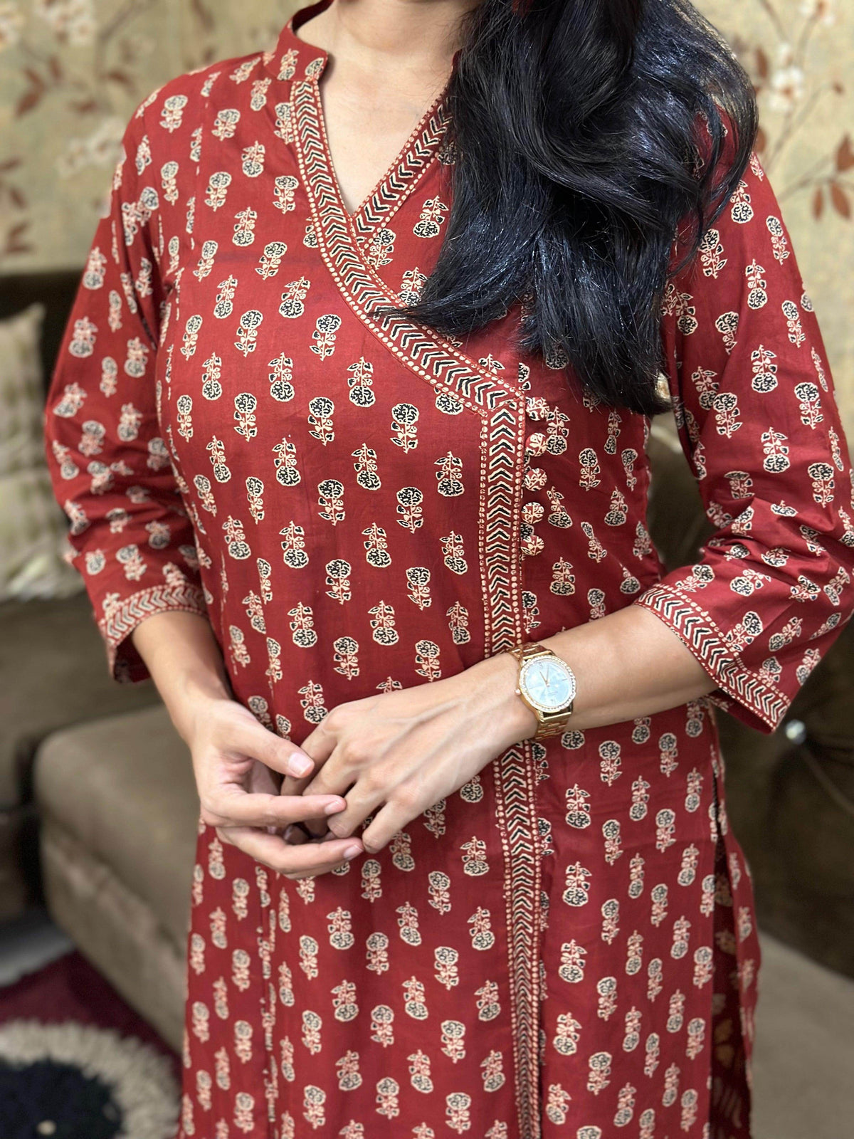 Angrakha Bagru Red Suit