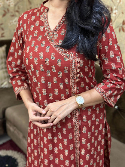 Angrakha Bagru Red Suit