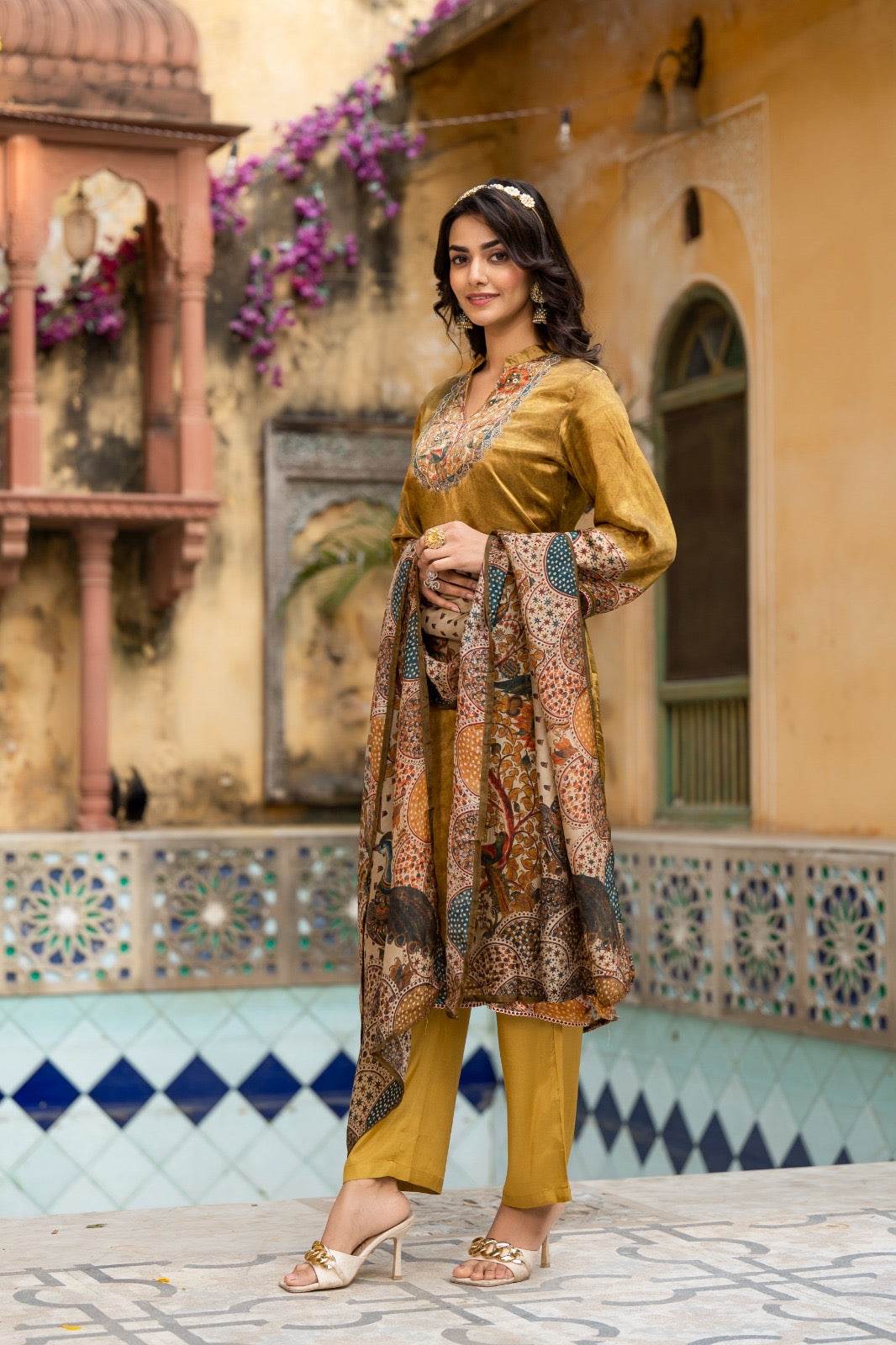 Soft Gajji Silk Suit For Women Peacock