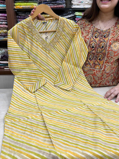 Muslin Silk lehariya Suit Set