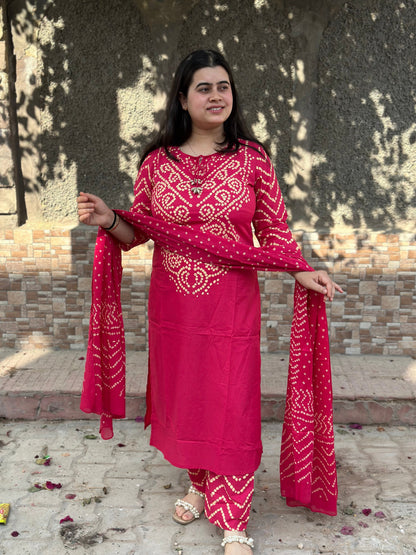 Amayra Cotton Kurta Embroidery Work Kurti Pant And Dupatta