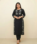 Amyra Cotton Flex kurta set with pants Black