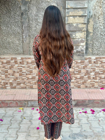 Ajrakh print kurta set with pants