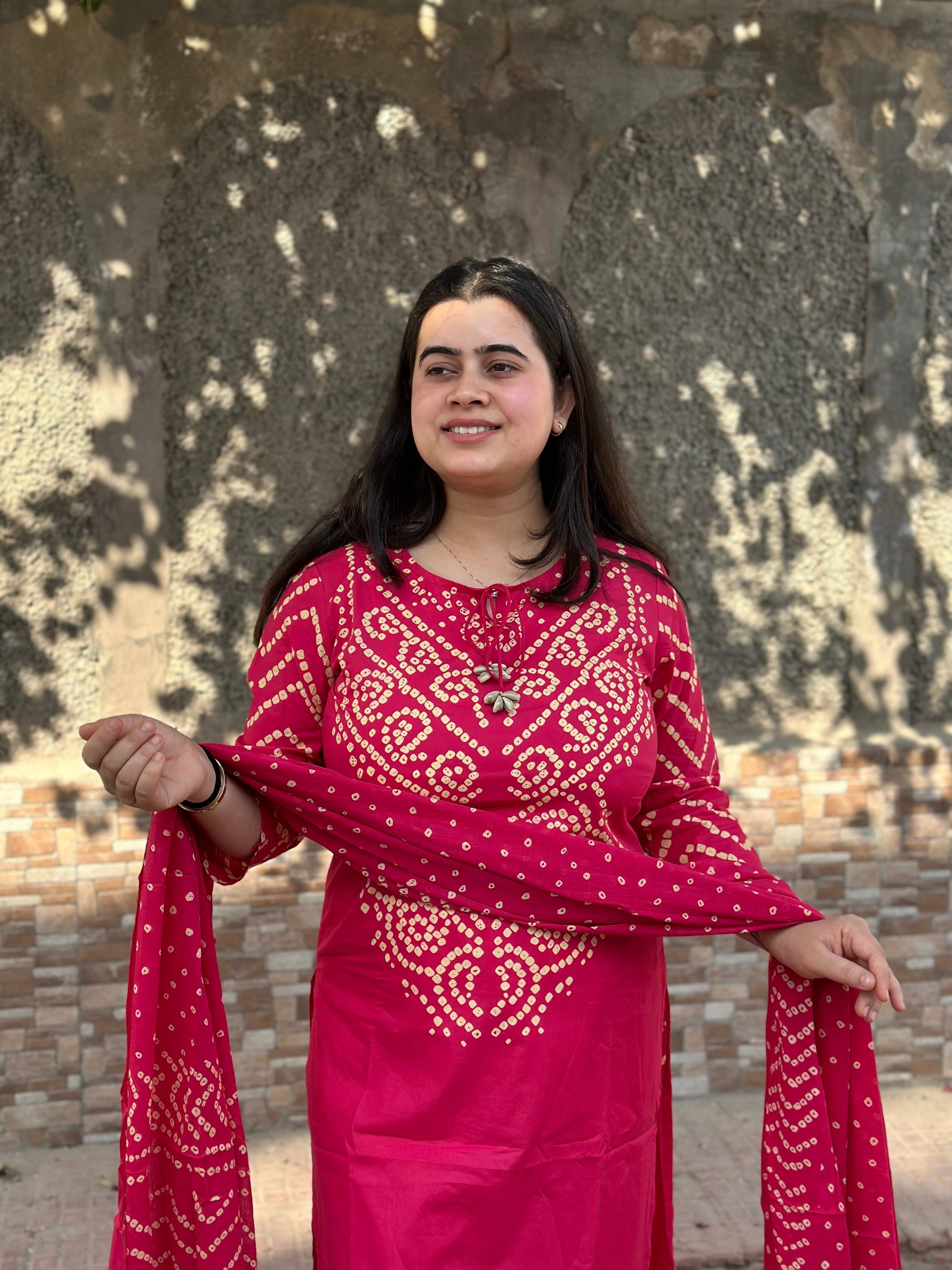 Amayra Cotton Kurta Embroidery Work Kurti Pant And Dupatta