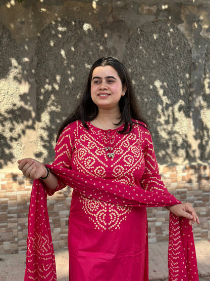 Amayra Cotton Kurta Embroidery Work Kurti Pant And Dupatta