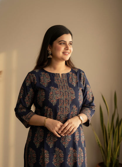 Ajrakh print kurta set with pants