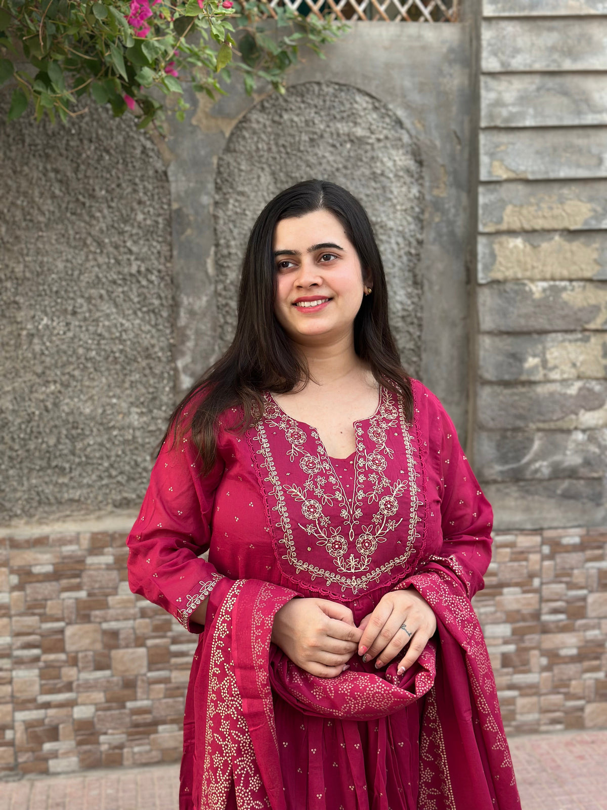 Mul cotton Chanderi kurta set for women with dupatta