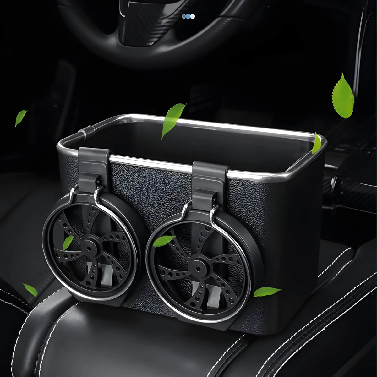 Car armrest Storage Box with 2 Foldable Cup Holder