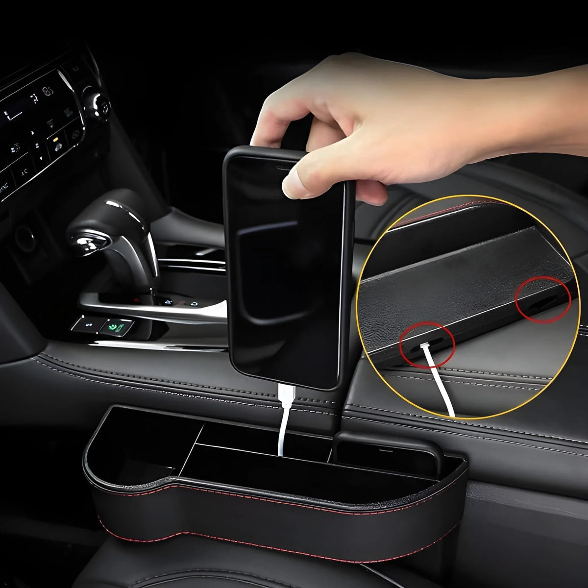 Car Seat Gap Filler Organizer with Cup Holder Front Side
