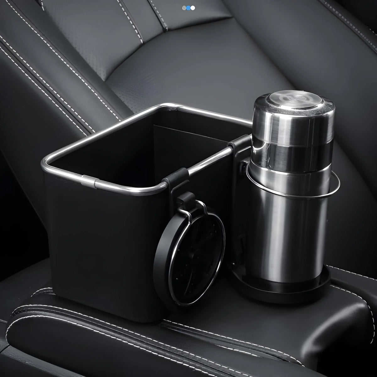 Car armrest Storage Box with 2 Foldable Cup Holder