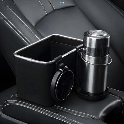 Car armrest Storage Box with 2 Foldable Cup Holder