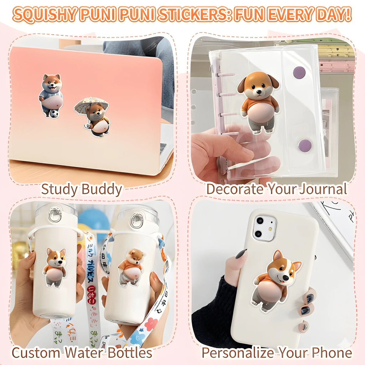 Deb Dog Squishy Sticker, 3D Tummy, Marshmallow Texture, Cute, Squeeze Sticker, Stress Relief, Cell Phone, Notebook, Decoration, Fluffy, Chewy, Healing Goods, Gift