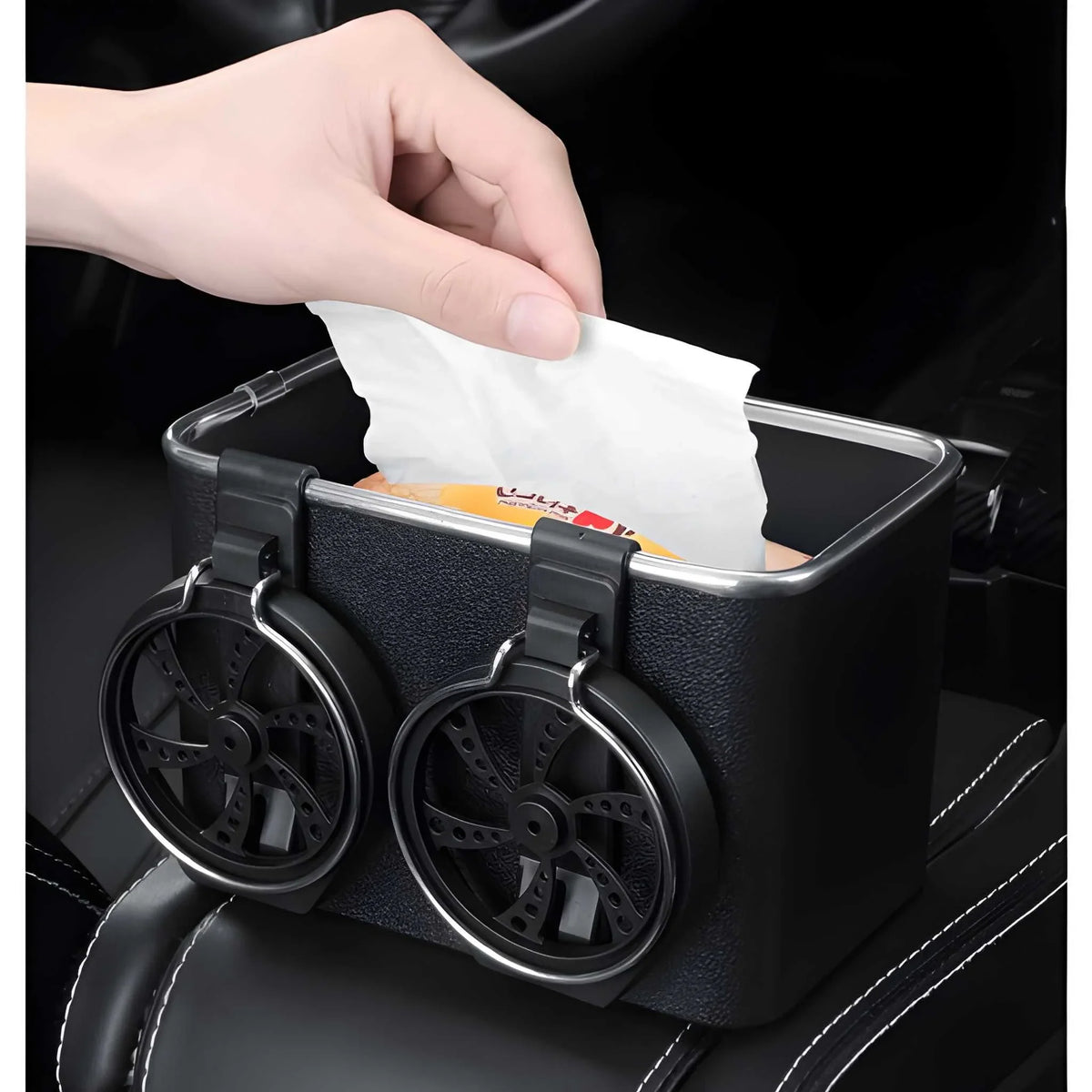 Car armrest Storage Box with 2 Foldable Cup Holder