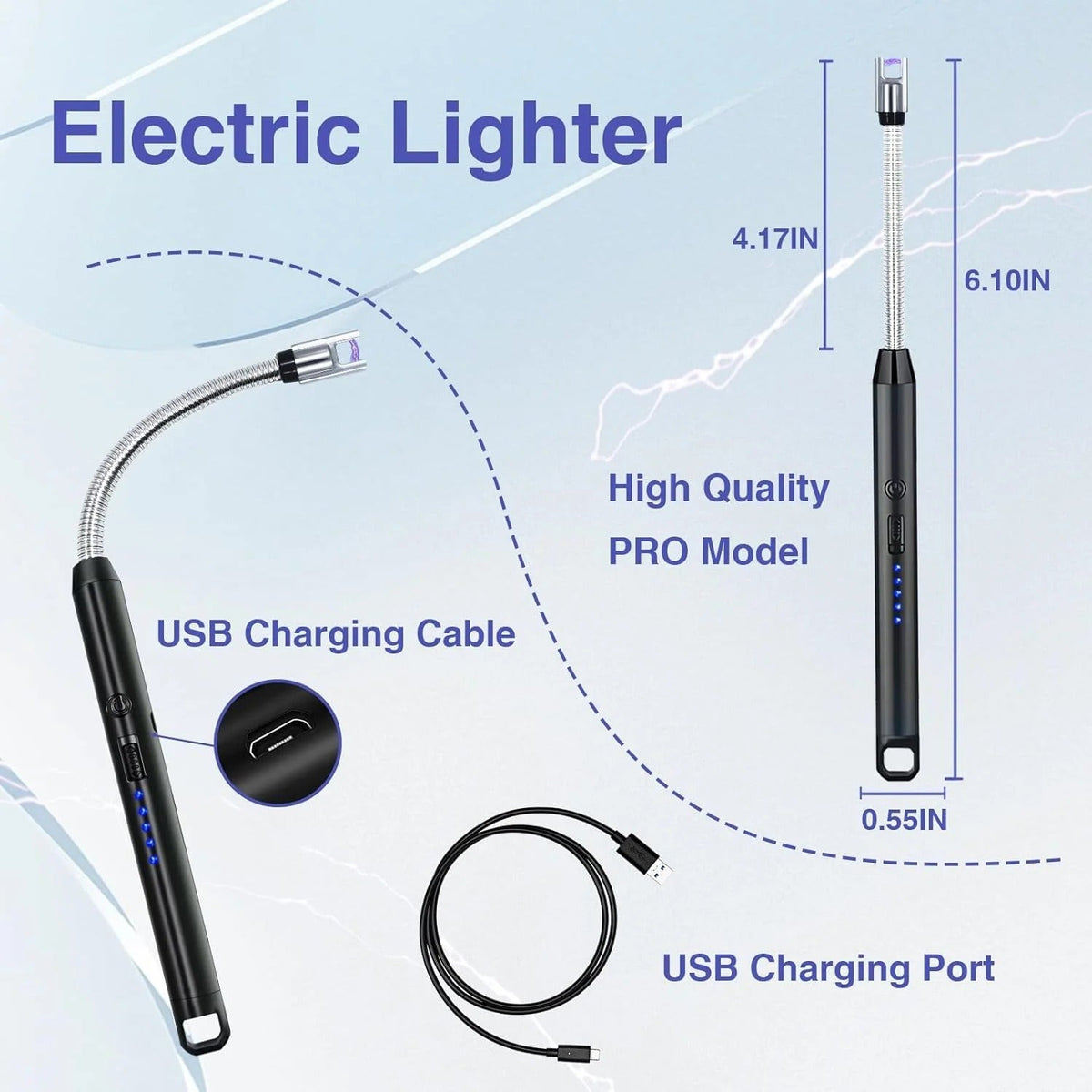 Electric Rechargeable USB Lighter with Flexible Neck