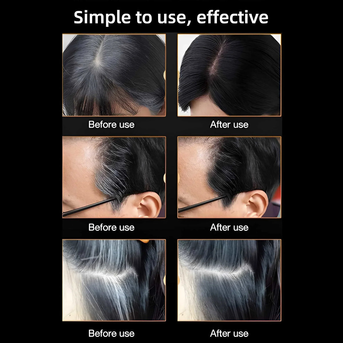 Black Hair Color Comb Stick 20g – Instant Grey Coverage, Waterproof & Sweat-Proof Hair Touch-Up Stick for Men & Women