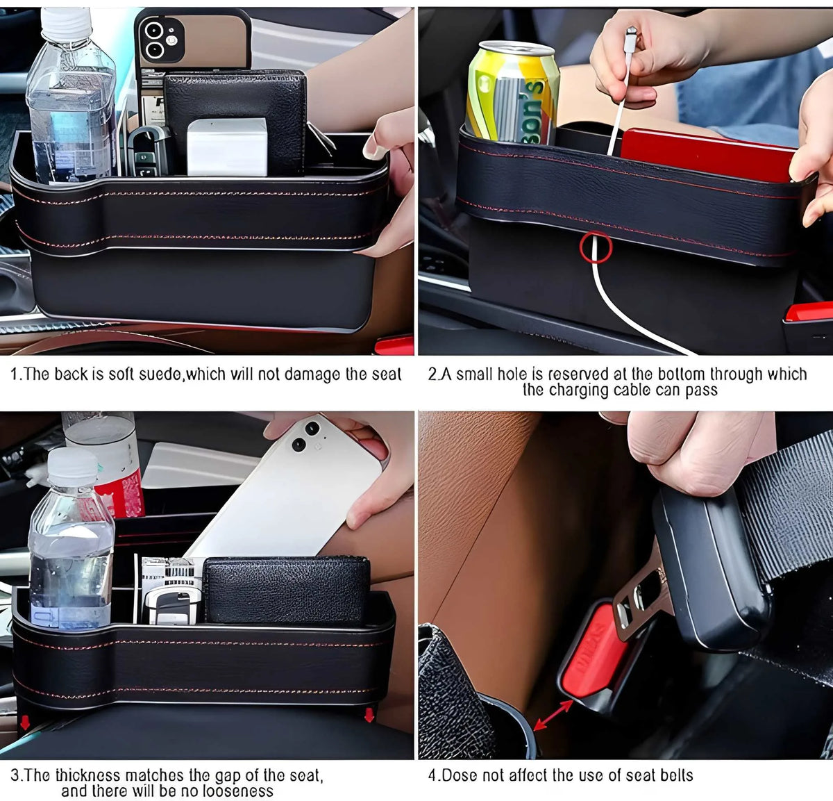 Car Seat Gap Filler Organizer with Cup Holder Front Side