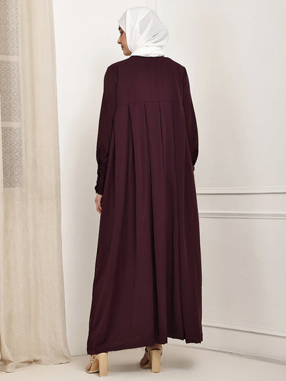 Plum Pleated Abaya