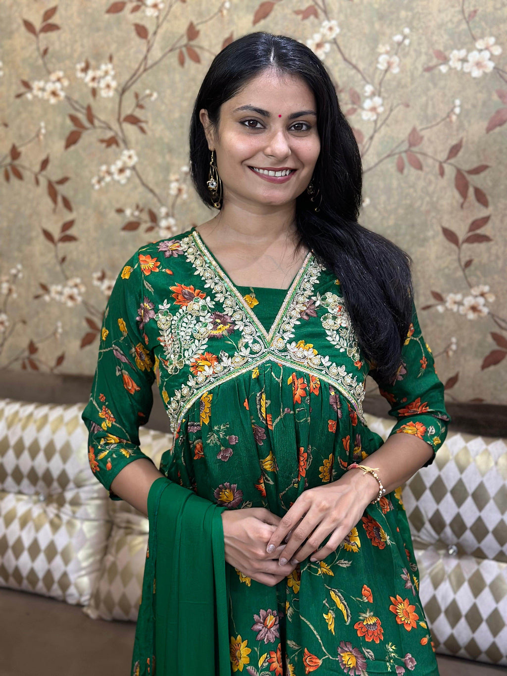 Alia Cut Chinon Suit Set