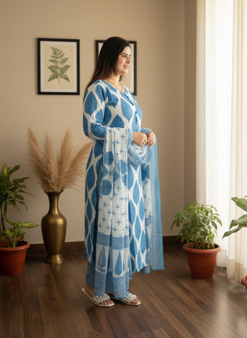 Vijaylaxmi Women’s Cotton straight kurta with Pant & Dupatta