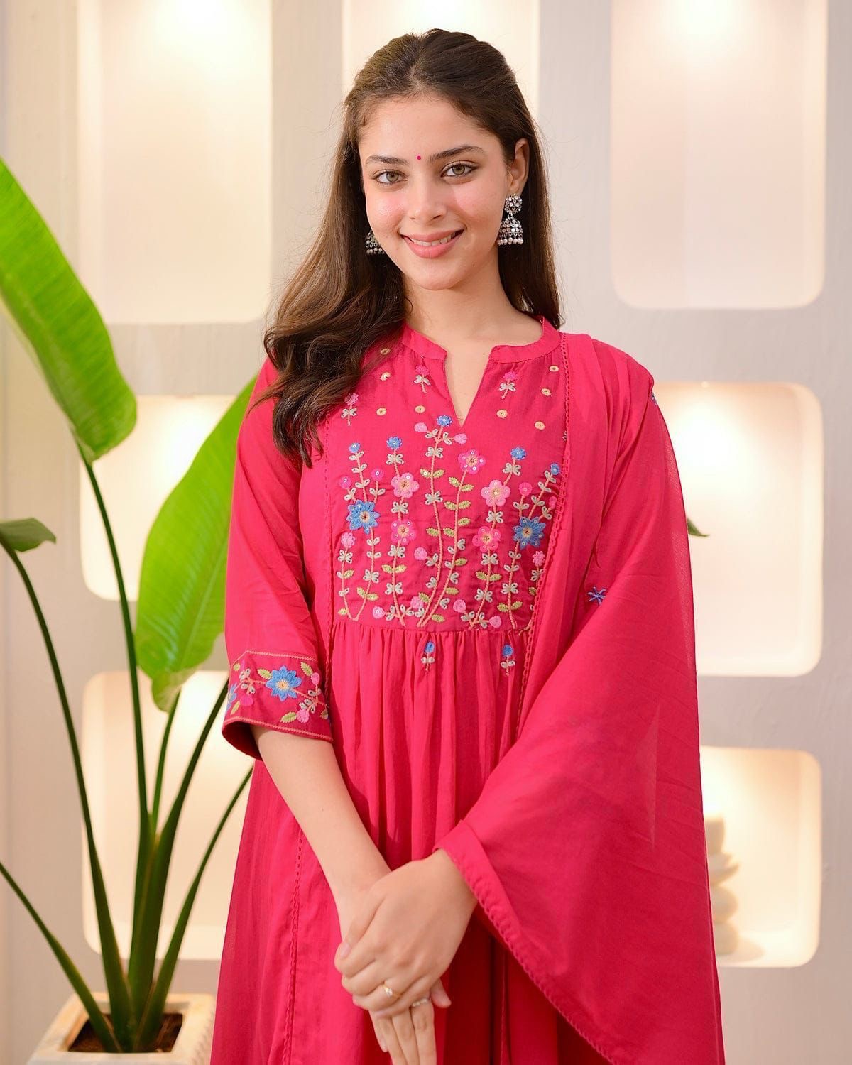 Amayra Cotton Threadwork Pant Dupatta Set – Thread & Lacework