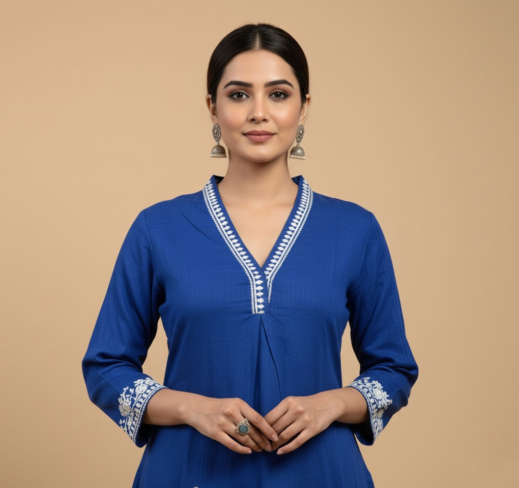 Amayra Cotton Flex Blue kurta Set