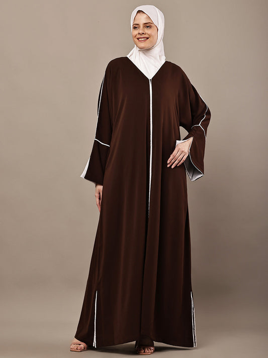 Aaliyah Cocoa Trim Abaya
