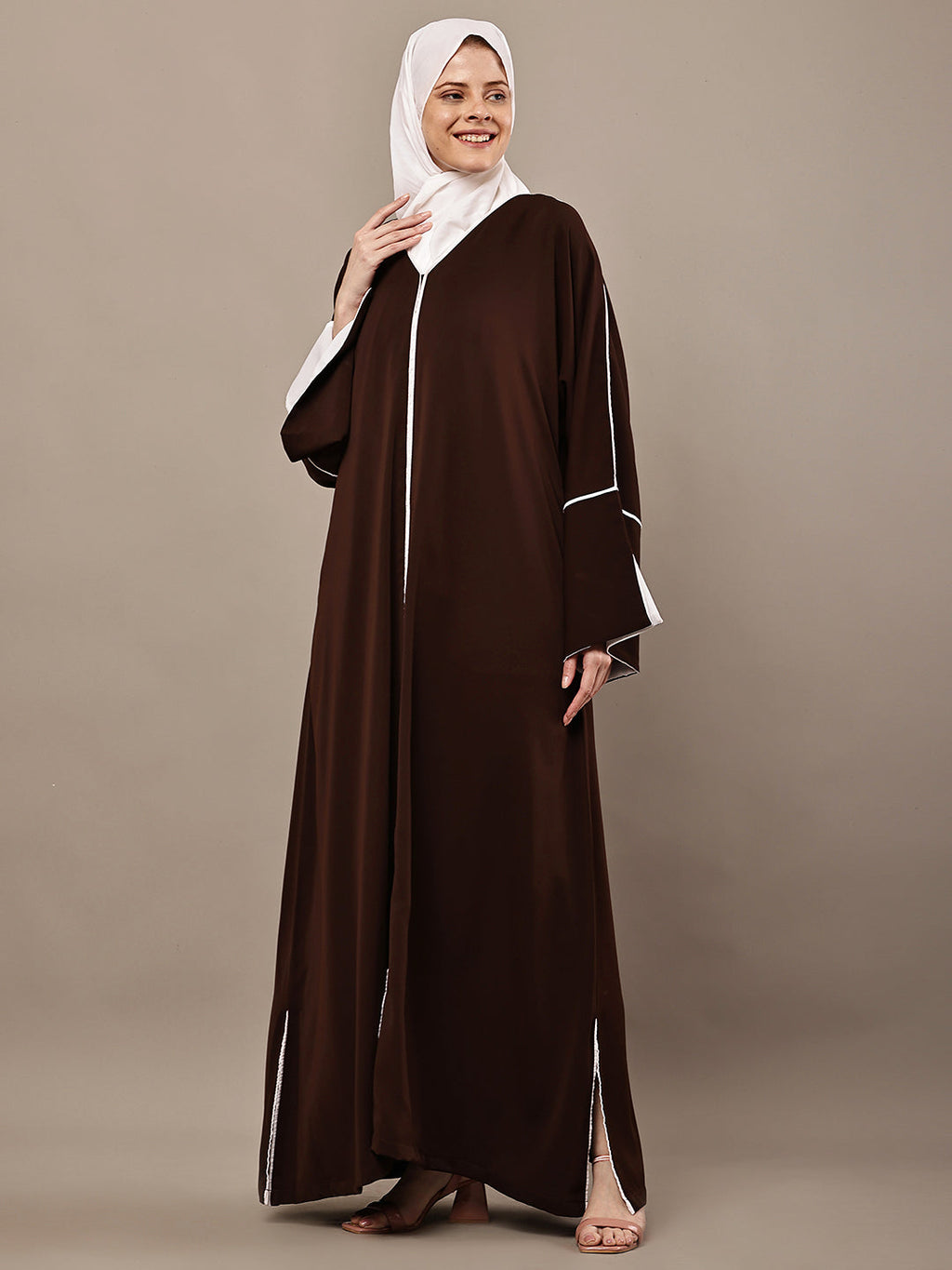 Aaliyah Cocoa Trim Abaya