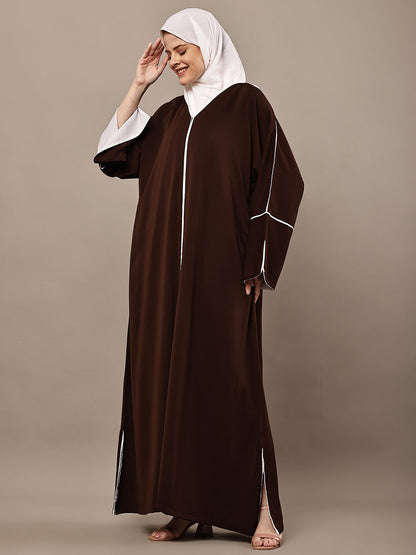 Aaliyah Cocoa Trim Abaya