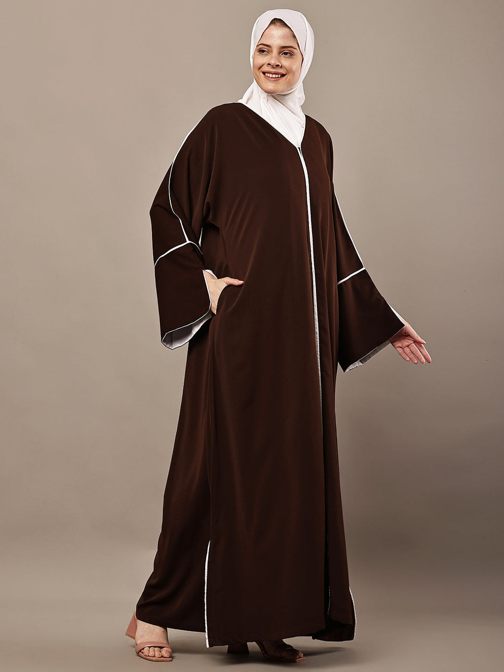 Aaliyah Cocoa Trim Abaya