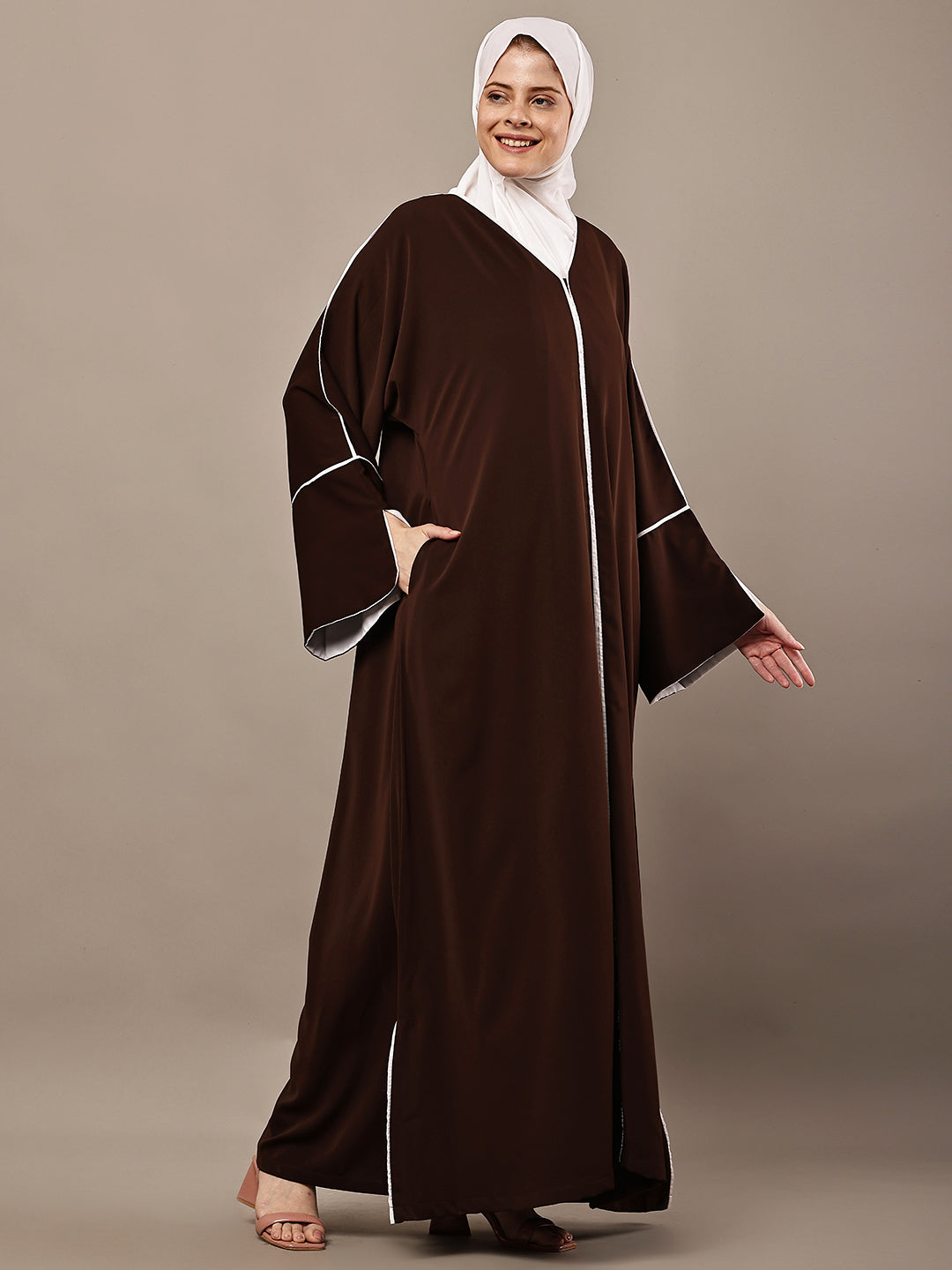 Aaliyah Cocoa Trim Abaya