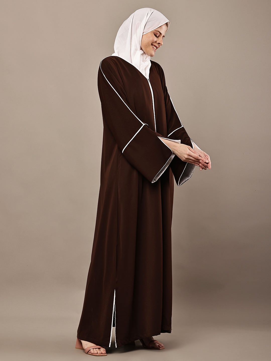 Aaliyah Cocoa Trim Abaya