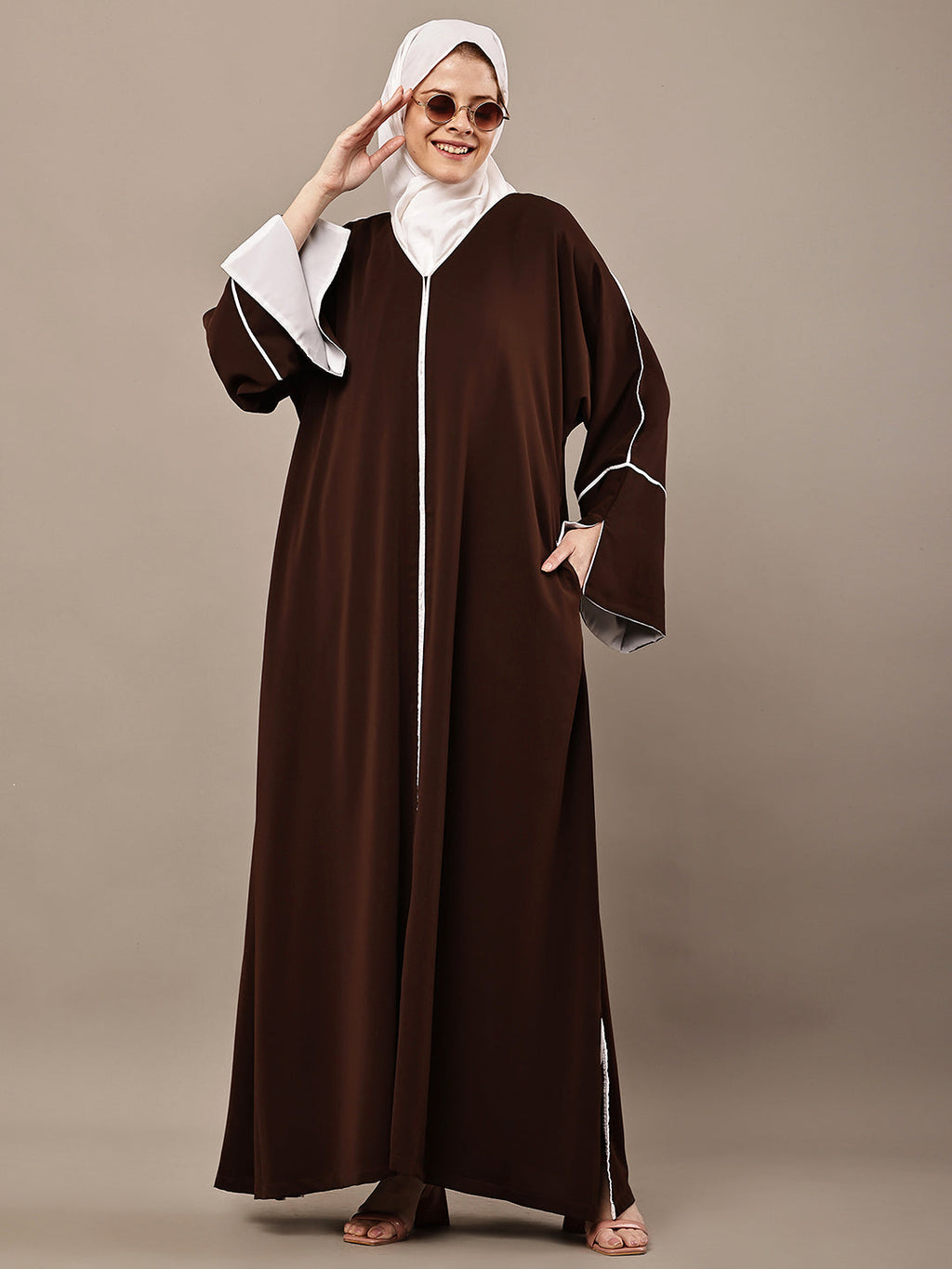 Aaliyah Cocoa Trim Abaya