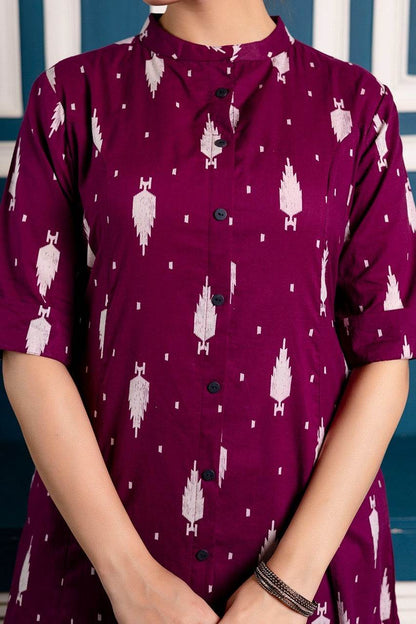 Cotton Kurta Set For Women Ikkat