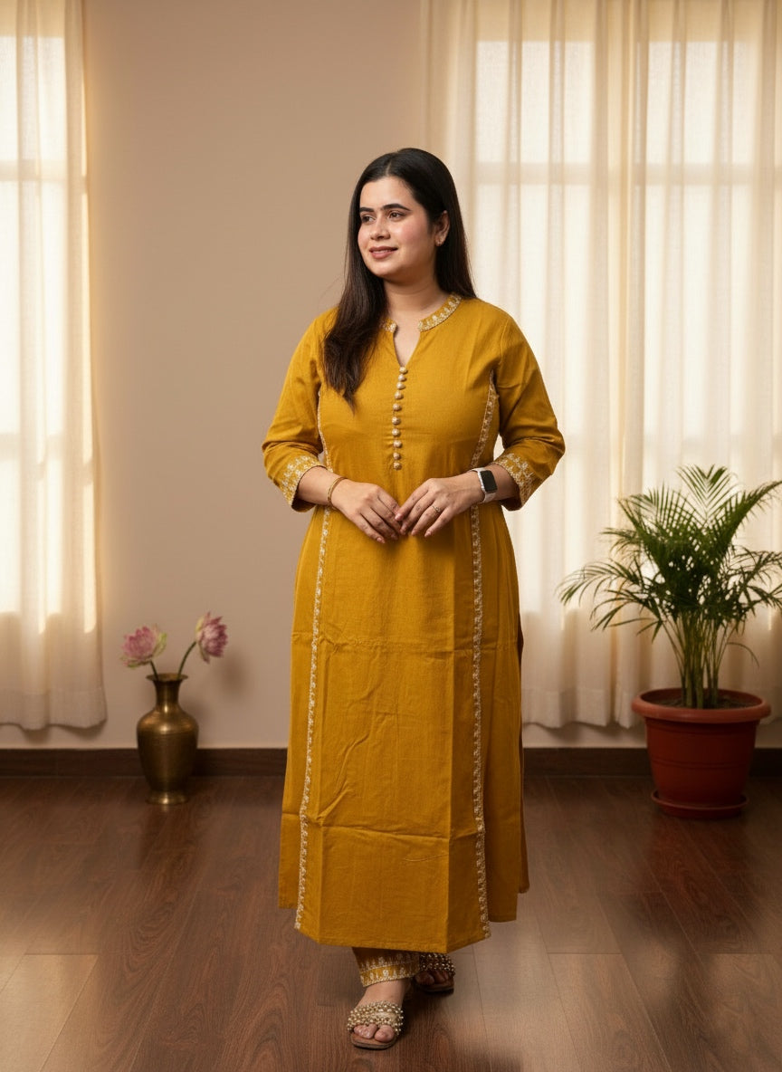 Cotton kurta set with pants