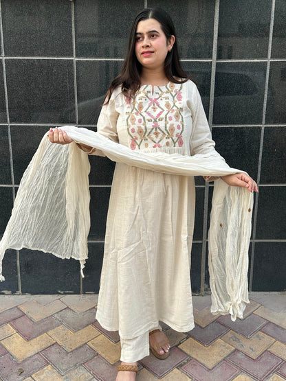 Thread Work Cotton Suit For Women