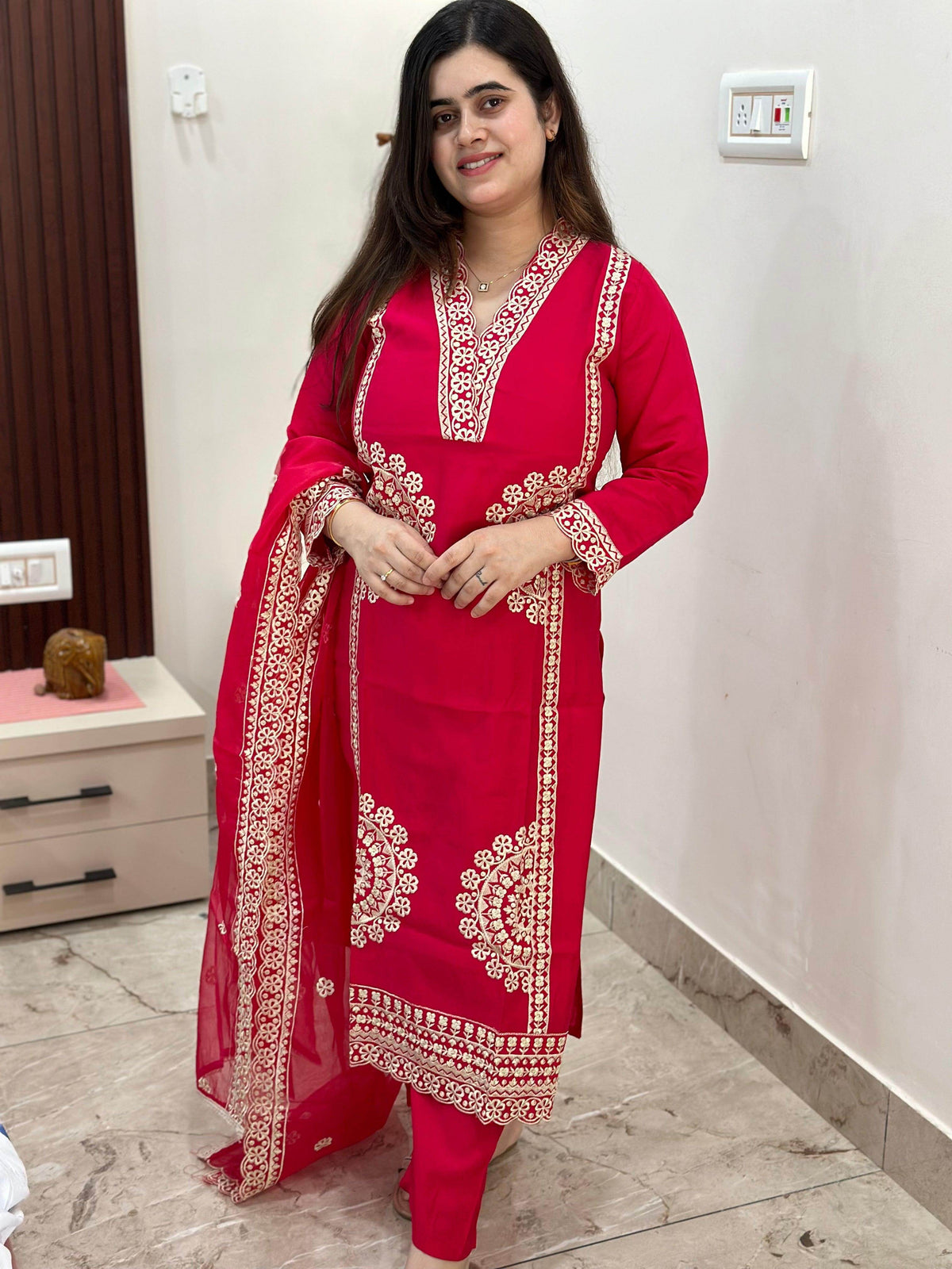 Muslin Silk Suit Set For Women