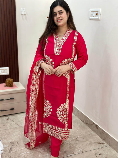 Muslin Silk Suit Set For Women